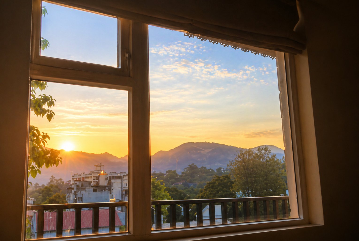 living room valley view evening The Oak Villa Dehradun private homestay